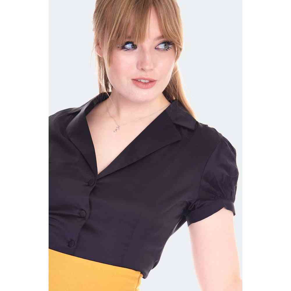 Voodoo Vixen Voodoo Vixen Satin Short Sleeve Blouse Black Attitud